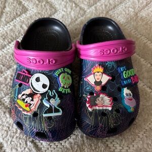 CROCS Black and Pink with Villain Charms